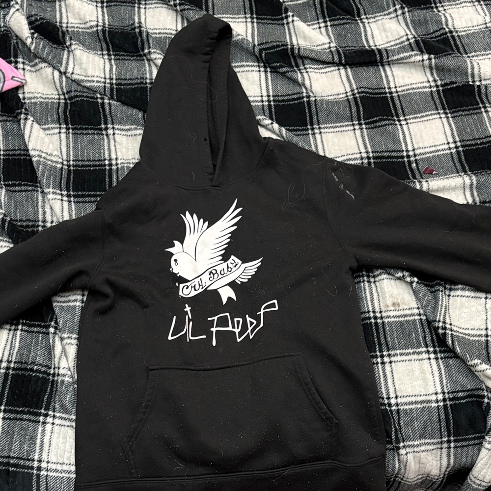 Black Hoodie with Bird Graphic